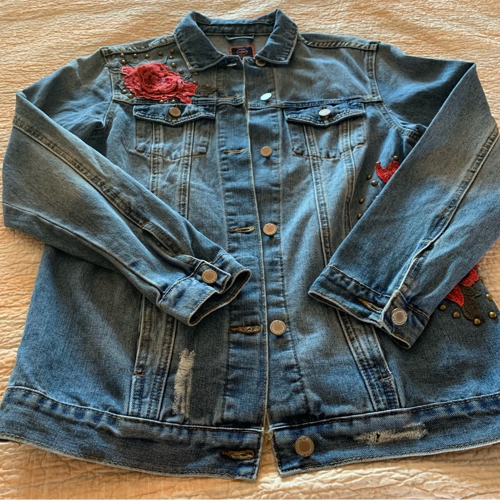 Boom Boom Embroidered Denim Jacket Size Small - Picture 5 of 13